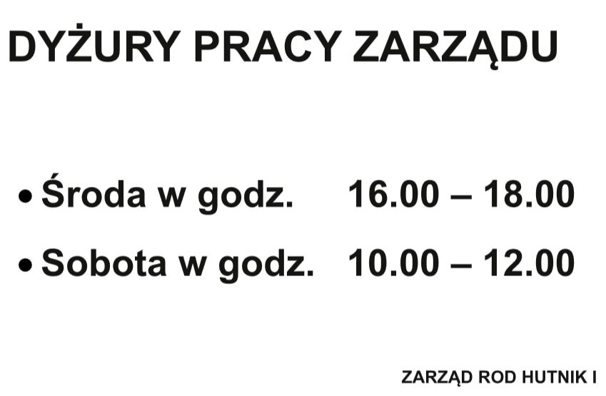 Zmianie ulegają godziny dyżurowania Zarządu ROD Hutnik I
